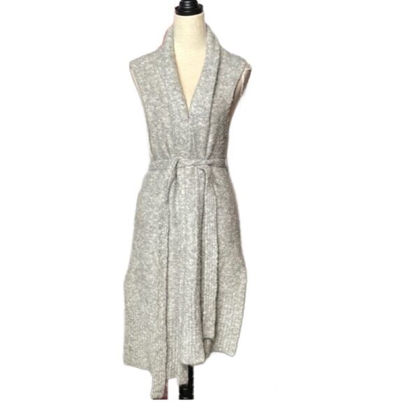 Lou & Grey Wool Blend Long Grey Sweater Vest/Duster w/Slits & Pockets (Small) - Picture 3 of 14